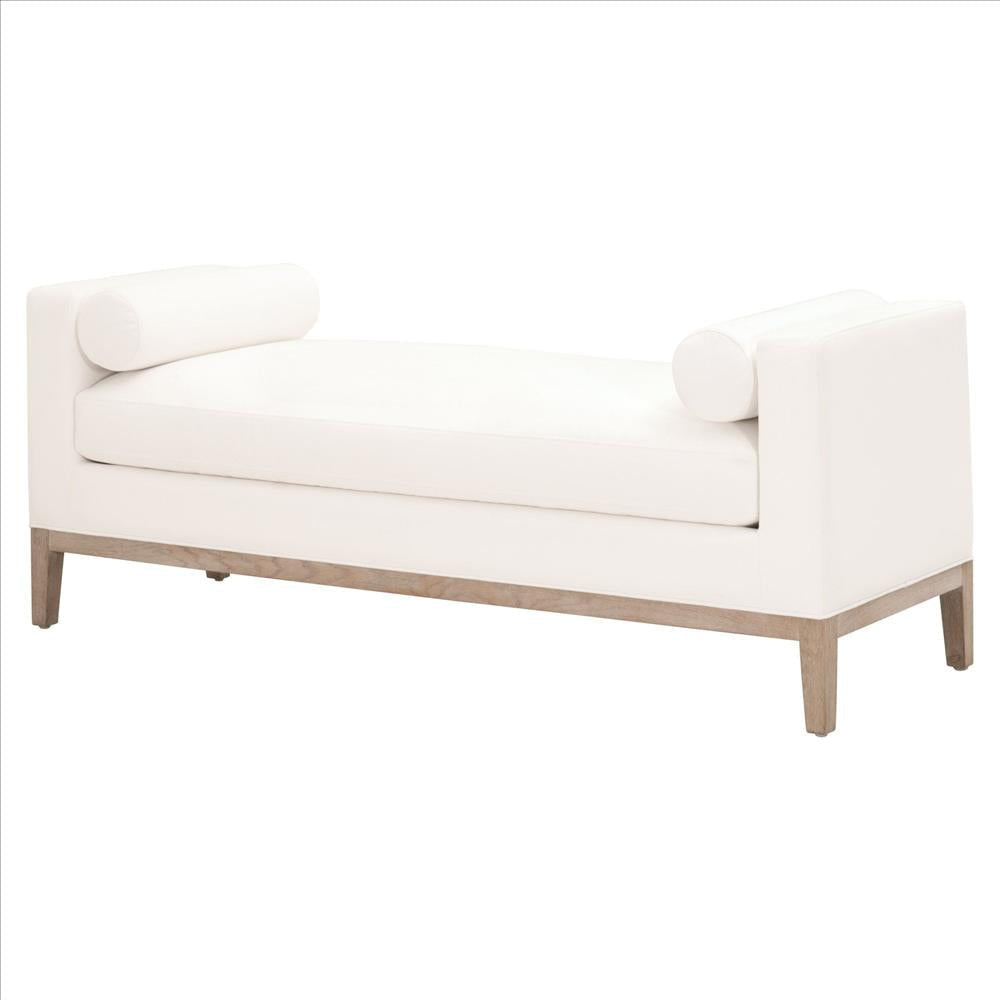 Bench | 63" | Fabric Upholstered | Track Arms | Cream