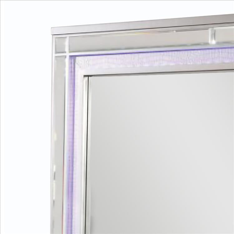 50 Inch Contemporary Textured Mirror with LED Silver BM240029