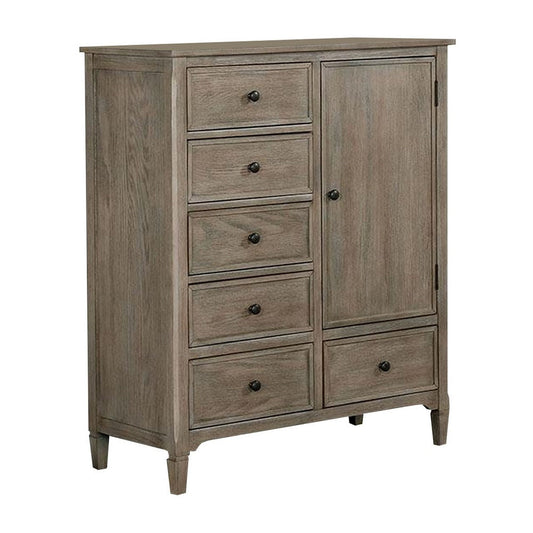 4 Drawer Transitional Wooden Chest with Grain Details, Gray
