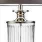 Table Lamp with Glass Pedestal Base and Fabric Shade Chrome By Casagear Home BM240297