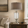 Table Lamp | Glass Pedestal Base | Fabric Shade | Chrome