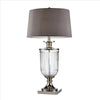 Table Lamp | Glass Pedestal Base | Fabric Shade | Chrome