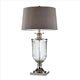 Table Lamp | Glass Pedestal Base | Fabric Shade | Chrome