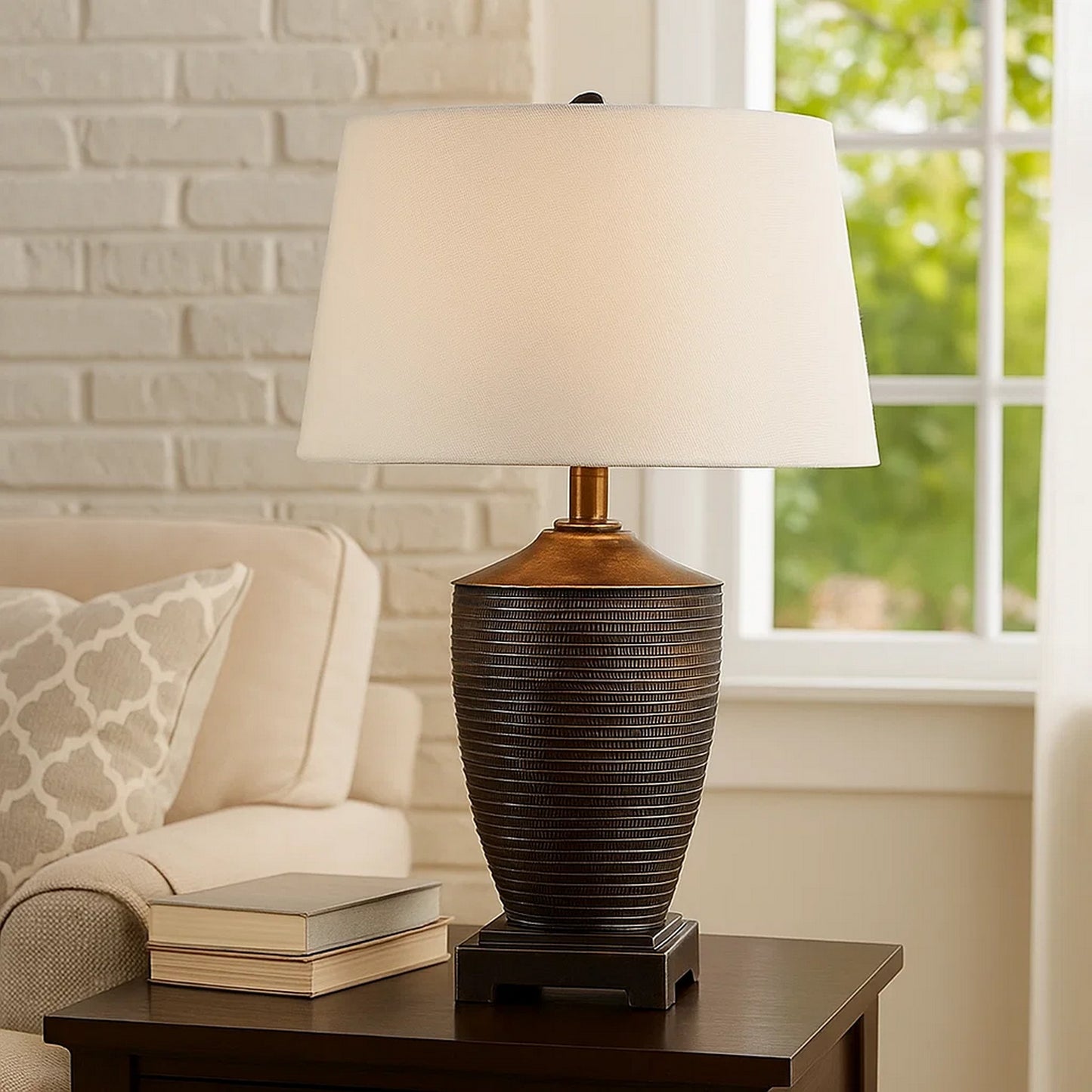 Table Lamp | Polyresin Urn Base | Bronze