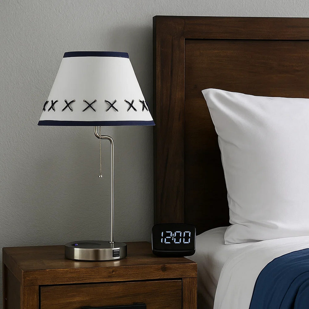 Table Lamp | Wireless Charging | USB Port | Silver