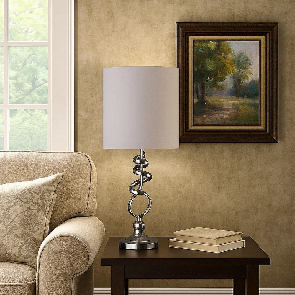 Table Lamp | Curved Abstract Metal Base | Silver