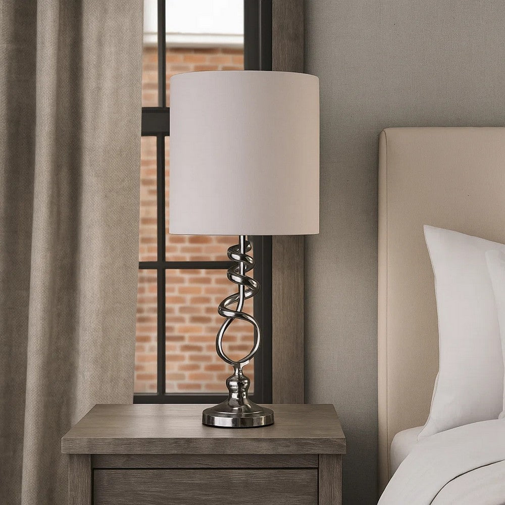 Table Lamp | Curved Abstract Metal Base | Silver