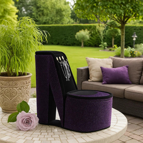 Jewelry Box | High Heel Shoe | 3 Hooks | Storage | Purple