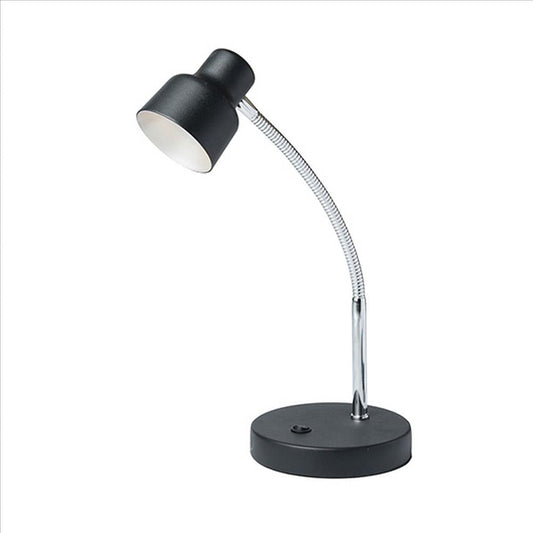 Table Lamp with Adjustable Goose Neck and Shade, Black By Casagear Home