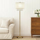 Floor Lamp | Hanging Crystal Accents | White & Gold