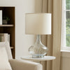Table Lamp | Pot Bellied Glass Body | Clear & White