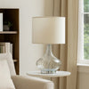 Table Lamp | Pot Bellied Glass Body | Clear & White