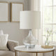 Table Lamp | Pot Bellied Glass Body | Clear & White