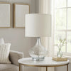 Table Lamp | Pot Bellied Glass Body | Clear & White