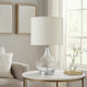 Table Lamp | Pot Bellied Glass Body | Clear & White