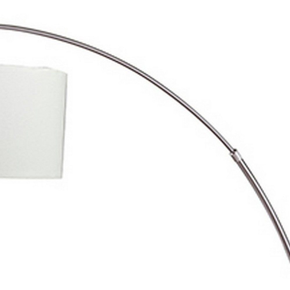 Floor Lamp | Curved Metal Frame | Drum Shade | Silver