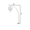 Floor Lamp | Curved Metal Frame | Drum Shade | Silver