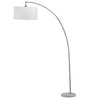 Floor Lamp | Curved Metal Frame | Drum Shade | Silver