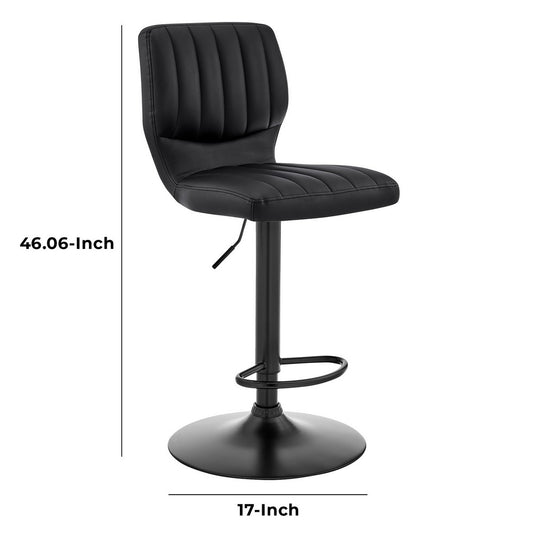 21 Inch Metal and Leatherette Swivel Bar Stool, Black By Casagear Home