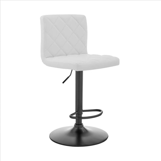 20 Inch Metal and Leatherette Swivel Bar Stool, Black and White By Casagear Home