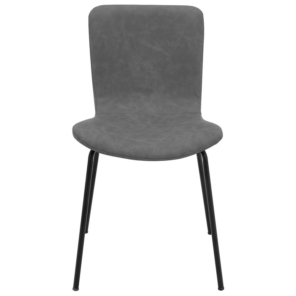 Metal and Leatherette Dining Chair Set of 2 Gray and Black By Casagear Home BM240774