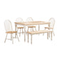 6 Piece Dining Set with Table and Chairs | Farmhouse Wood | White & Brown