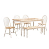 6 Piece Farmhouse Wooden Dining Set, White and Brown By Casagear Home