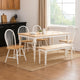 6 Piece Dining Set with Table and Chairs | Farmhouse Wood | White & Brown