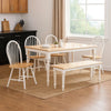 6 Piece Dining Set with Table and Chairs | Farmhouse Wood | White & Brown