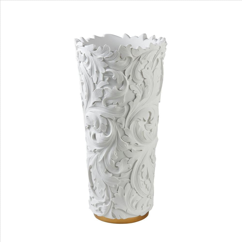 Decor Vase | Baroque Scroll Design | White