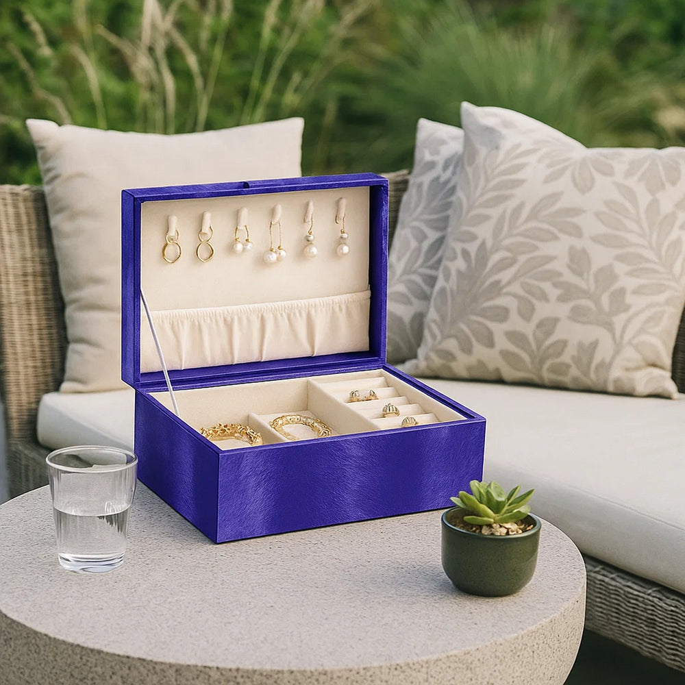 Jewelry Case | 2 Slots | Earrings Hanger | Blue