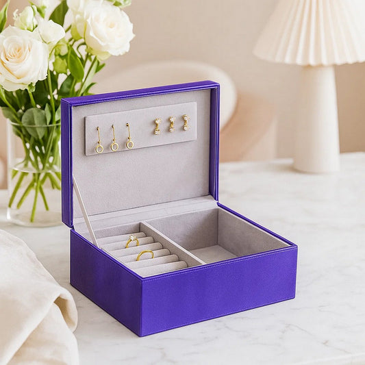 Jewelry Case | 2 Slots | Earrings Hanger | Blue