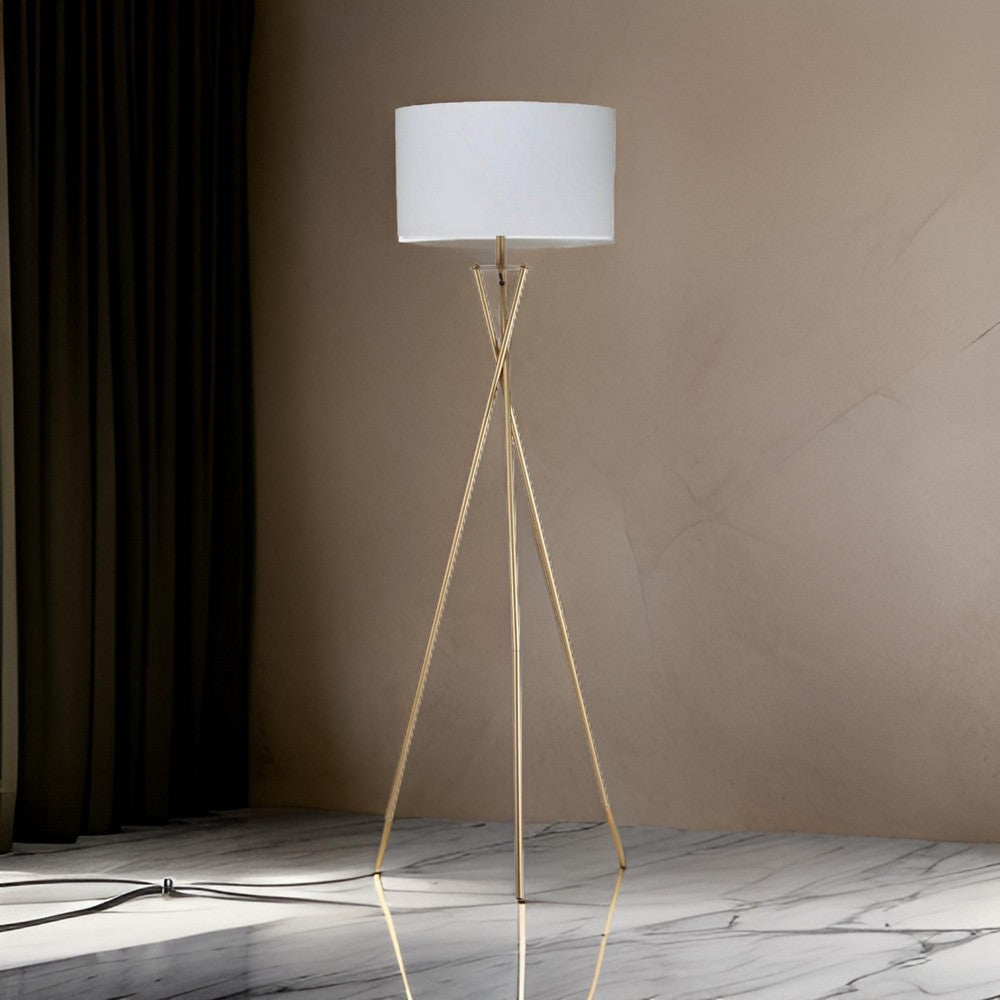 Floor Lamp | Tripod Legs | Rotary Switch | Gold