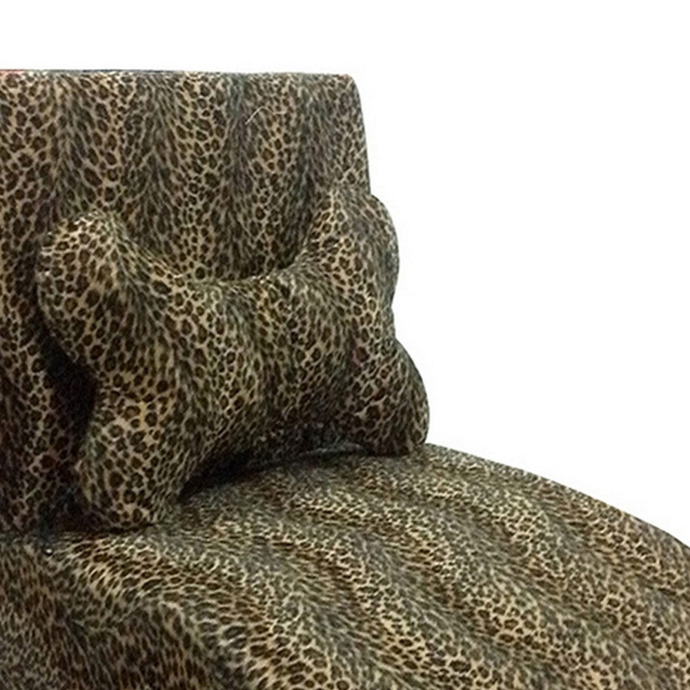 Pet Furniture with Leopard Print Fabric and Block Feet Black and Yellow By Casagear Home BM240897