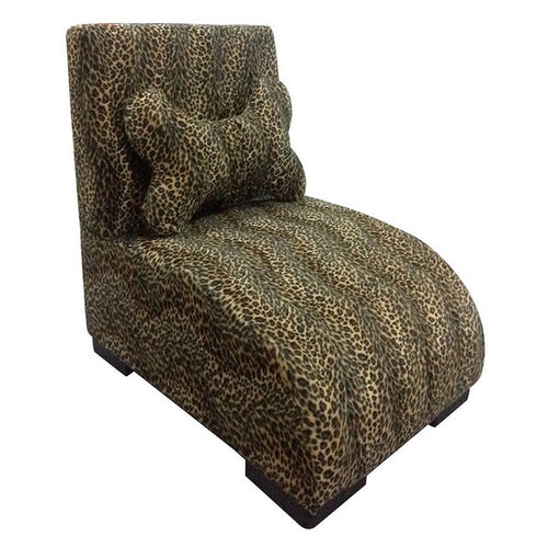 Pet Furniture | Leopard Print Fabric | Block Feet | Black & Yellow
