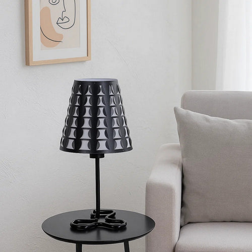 Table Lamp | Plastic Shade | Open Clover Base | Black
