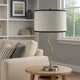 Table Lamp | 29" | Drum Shade | Curved Frame | Silver