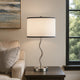 Table Lamp | 29" | Drum Shade | Curved Frame | Silver