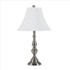 Table Lamp | Turned Pedestal Metal Body | Empire Shade | Silver