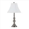 Turned Pedestal Metal Body Table Lamp with Empire Shade, Silver By Casagear Home