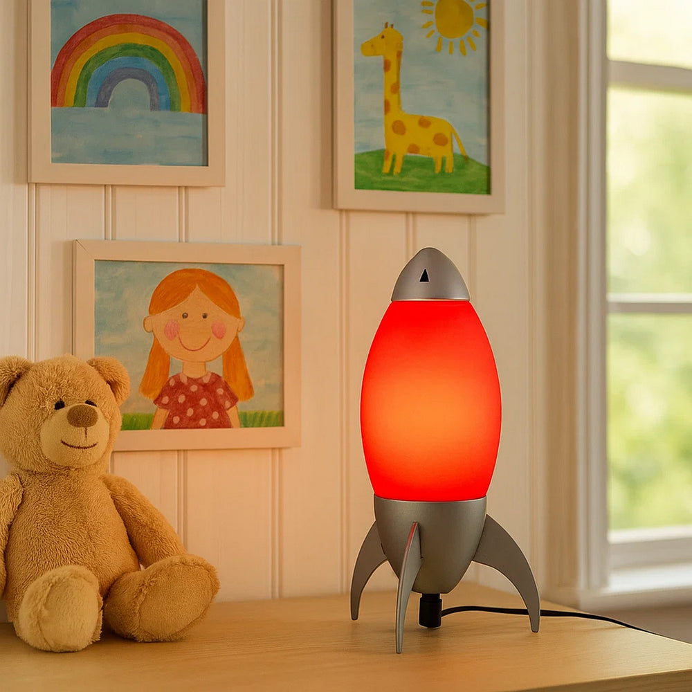 Kid Table Lamp | Rocket Design | Red