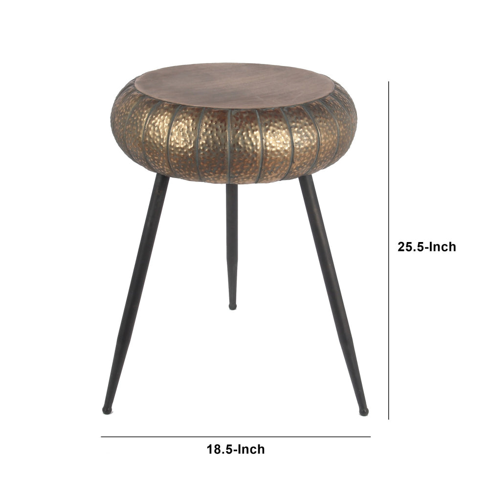 Round Top Accent Table with Tripod Base Large Gold and Black By Casagear Home BM240971