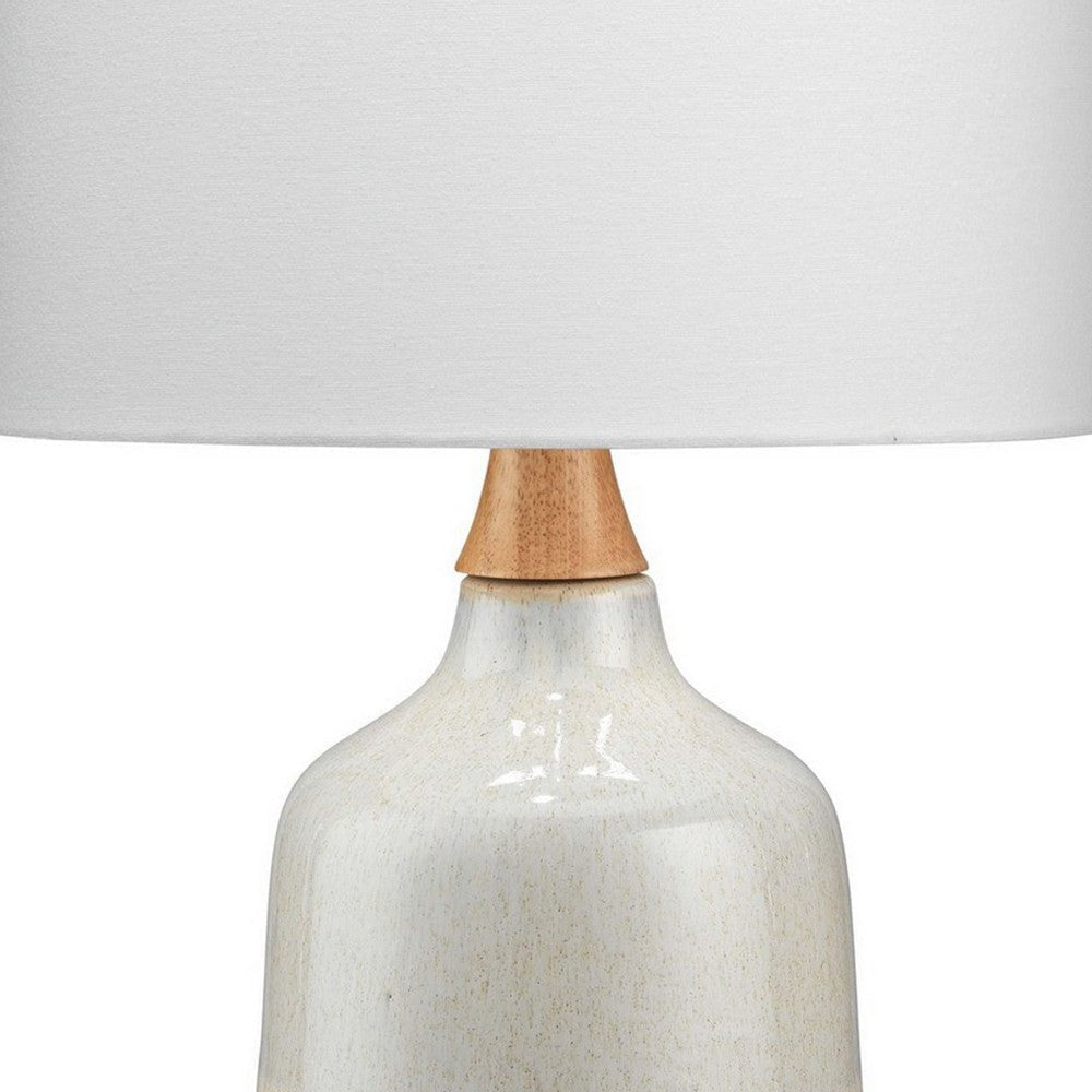 Table Lamp with Ceramic Bottle Shape Body, Cream By Casagear Home