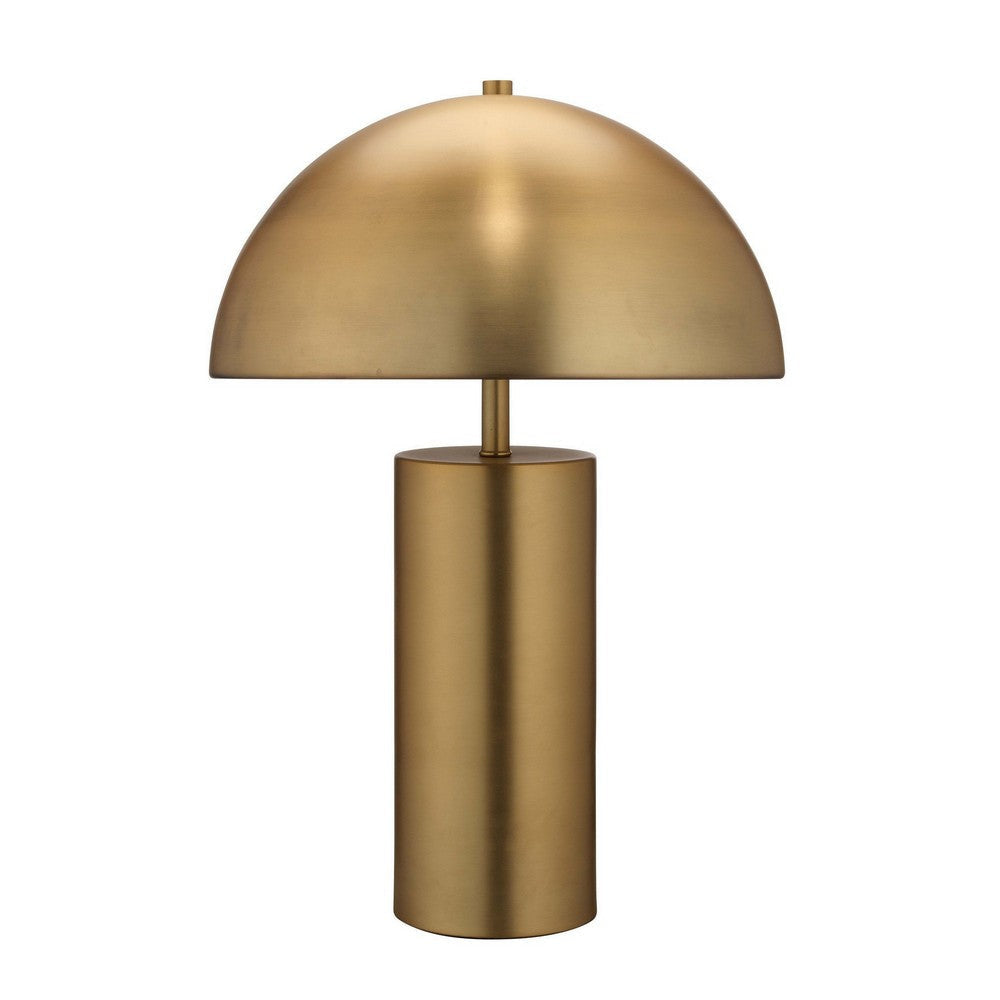 Table Lamp | Metal Umbrella Shade | Cylindrical Body | Brass