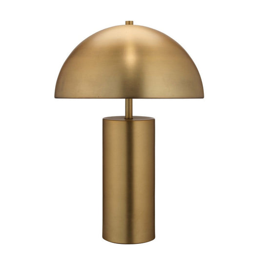 Table Lamp with Metal Umbrella Shade and Cylindrical Body, Brass By Casagear Home