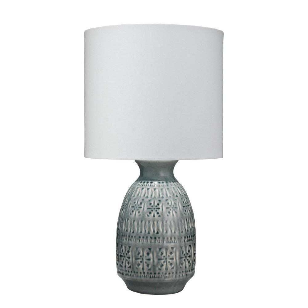 Table Lamp with Cut Out Geometric Pattern, Blue By Casagear Home