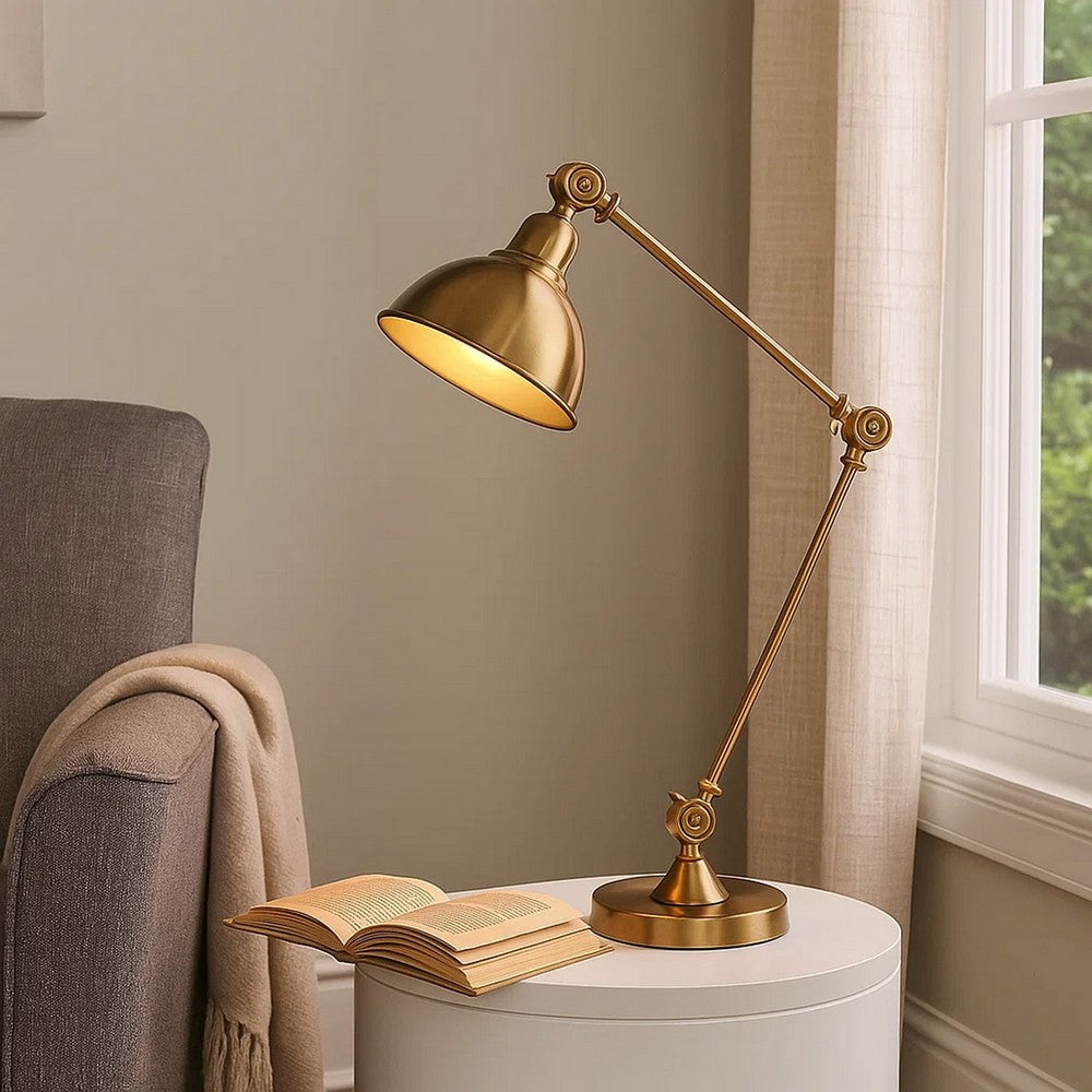 Table Lamp | Adjustable Tubular Metal Frame | Brass