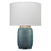 Table Lamp with Ribbed Ceramic Body and Fabric Shade, Blue By Casagear Home