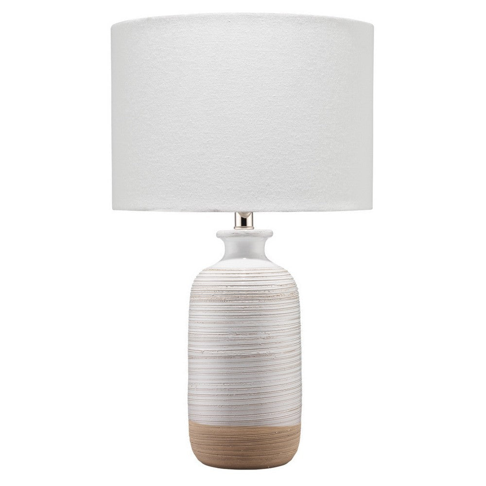 Table Lamp | Brushed Ceramic Body | Fabric Shade | Cream
