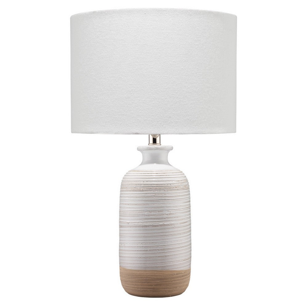 Table Lamp with Brushed Ceramic Body and Fabric Shade, Cream By Casagear Home